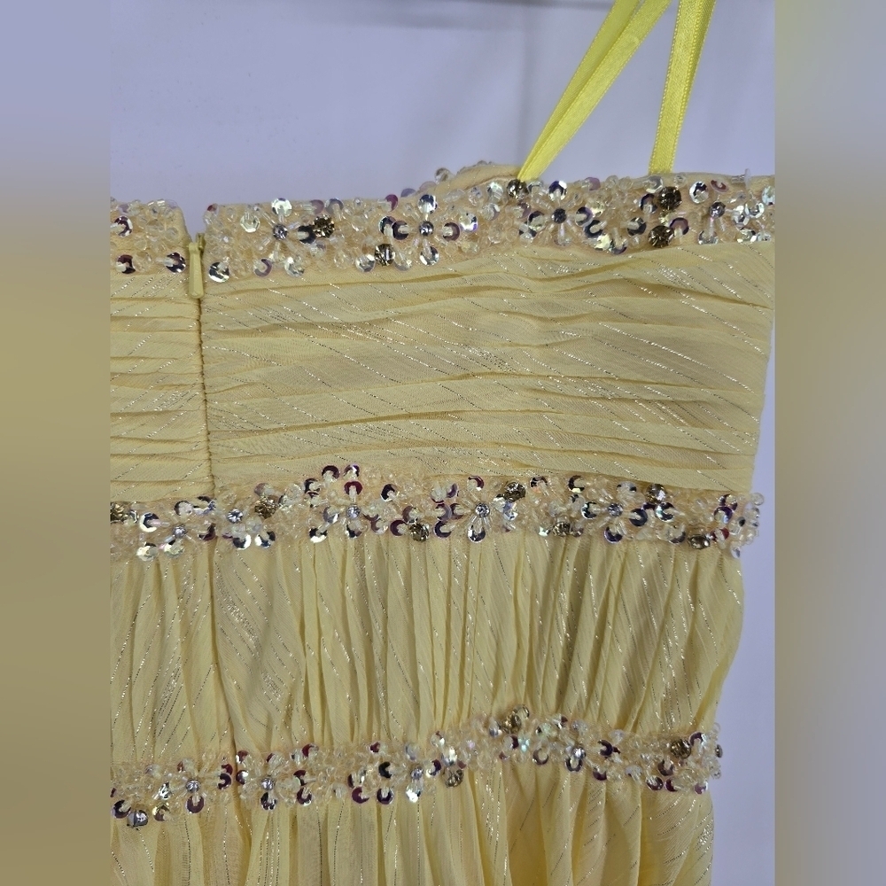 NWT! Mac Duggal, Strapless Beaded High Low Gown, Lemon, MSRP $498 - Picture 11 of 12